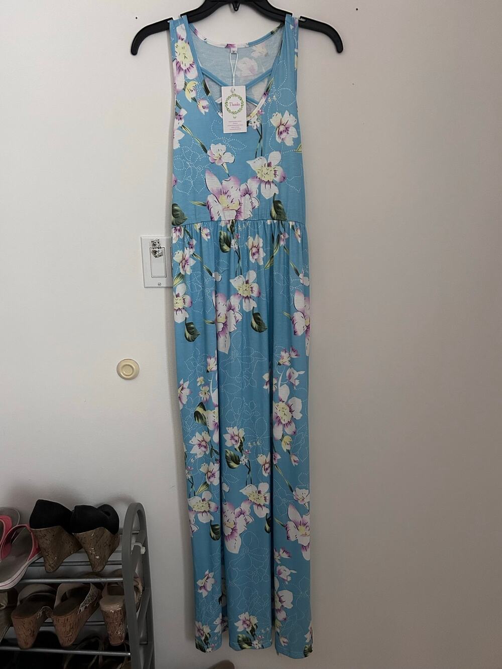 New Women’s Maxi Dress Super Soft Blue floral size Large/XL